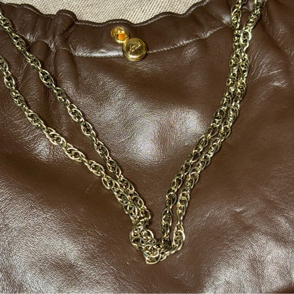 Vintage Leather Ande' Brown Braided Chain Strap Shoulder Bag - Picture 4 of 7